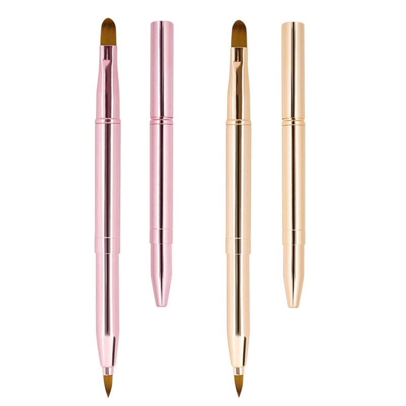 Unaone [2 Pack] Lip Brush for Lipstick, Retractable Lip Brushes, Dual-ended Makeup Brush for Lipstick Lip Gloss, Include Lid - Image 1